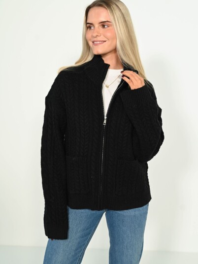 Vero Moda Esther Long Sleeve Highneck Zip Cardigan Sort S