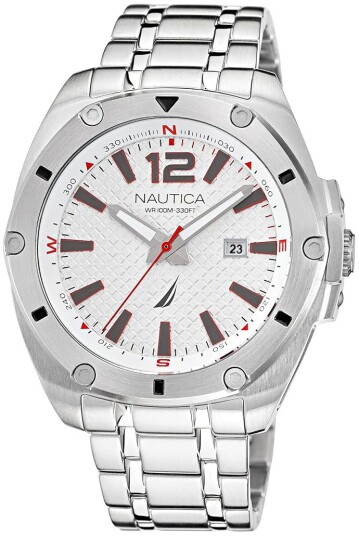 Nautica Herreklokke NAPTCS221 Tin Sølvfarget/Stål Ø44 mm