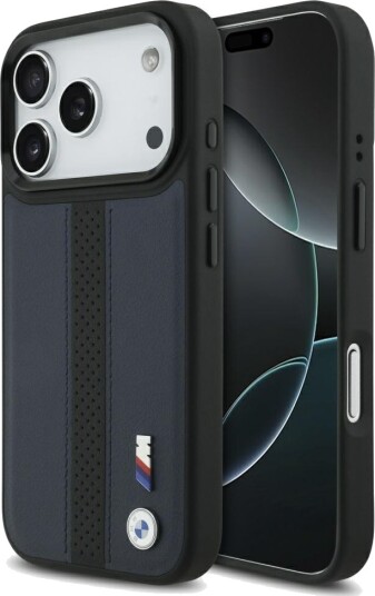 BMW M MagSafe-etui til iPhone 17 Pro - Marineblå med Perforert Stripelogo