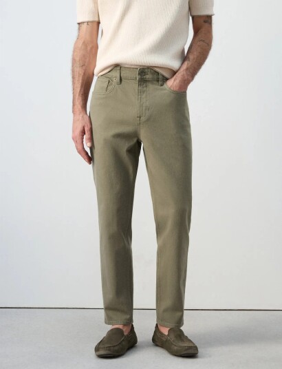Mango Ben Cropped Tapered Fit Jeans Khaki green 58 Mango Ben Cropped Tapered Fit Jeans Khaki green 58
