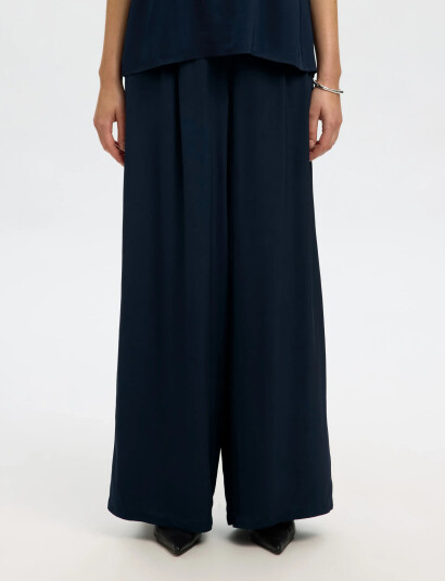 Selected Slfleonore Hw Wide Pant B - Navy - 34