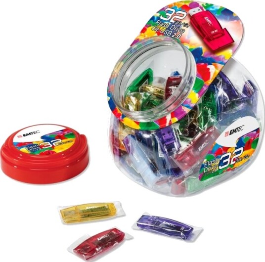 Emtec C410 Color Mix Candy Jar USB-minne 32 GB USB 2.0 80-pk Emtec C410 Color Mix Candy Jar USB-minne 32 GB USB 2.0 80-pk