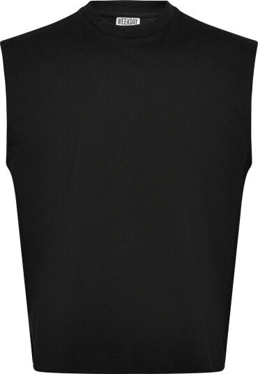 Weekday Loose Fit Square Cotton Tank Top   Black   XS