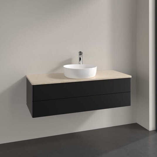 Villeroy & Boch Antao Servantskap med 2 skuffer 120x50x36 cm u/lys Sort Matt/Crème