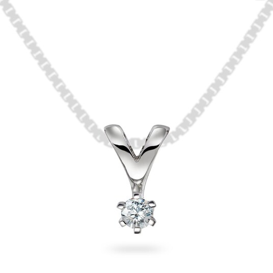 Olivia by Gullfunn, Anheng i 585 hvitt gull med diamant 0,07 ct