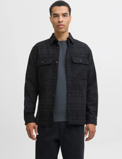 Jack & Jones Jprrayle Melange Check L/S Overshirt Sn - Black - S Jack & Jones Jprrayle Melange Check L/S Overshirt Sn - Black - S