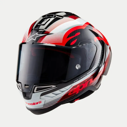 Alpinestars MC-Hjelm Supertech R10  Svart/Carb/Rød/Vit XL