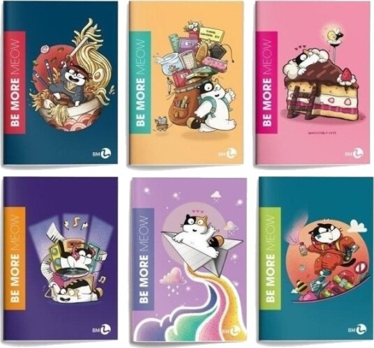 Notatbok A4/36K Linjer Be More Meow 10 Stk.