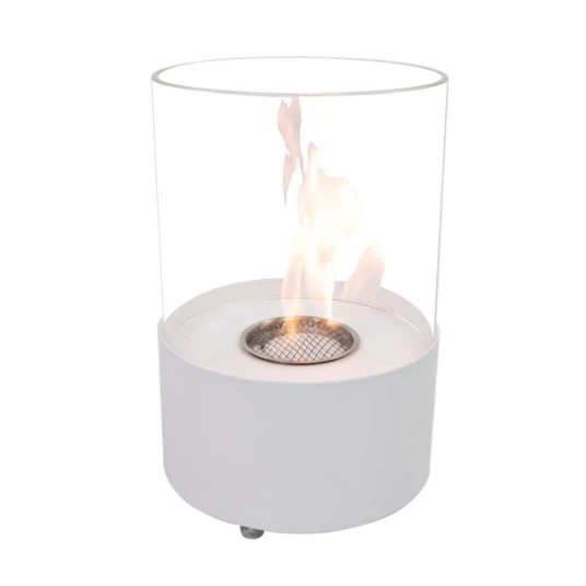 Scandiflames Rund Bordbiopeis Hvit Med Glass Scandiflames Rund Bordbiopeis Hvit Med Glass