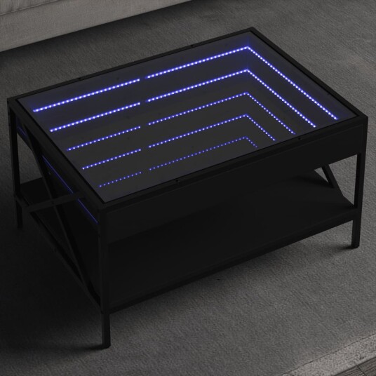  Salongbord med Infinity LED svart 70x50x38 cm 8721102678790