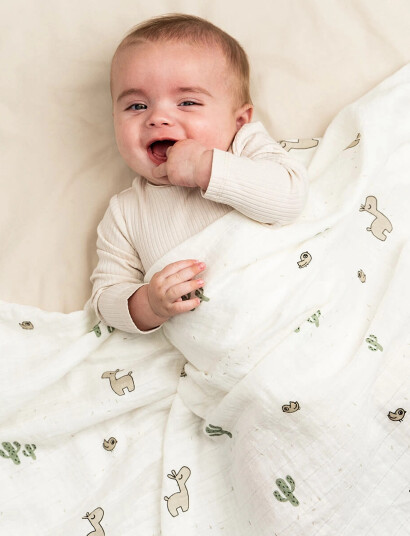Done by Deer Swaddle Lalee Sand   Cream   120X 120CM