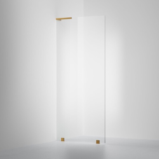 INR Iconic Nordic Rooms Dusjvegg ARC 20 Original Skjermvegg Måltilpasset Brushed Brass / Venstre Opal Klart Glass