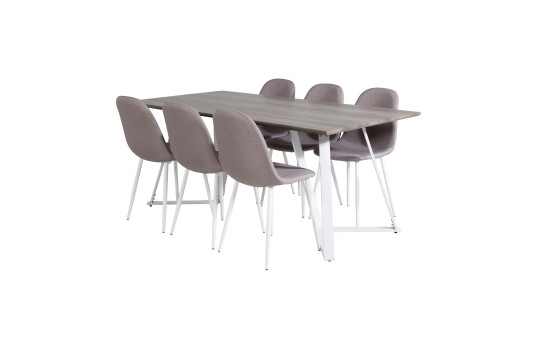 Venture Home Marina Spisegruppe 180 cm Rektangulær med 6 Polar Stoler Grå