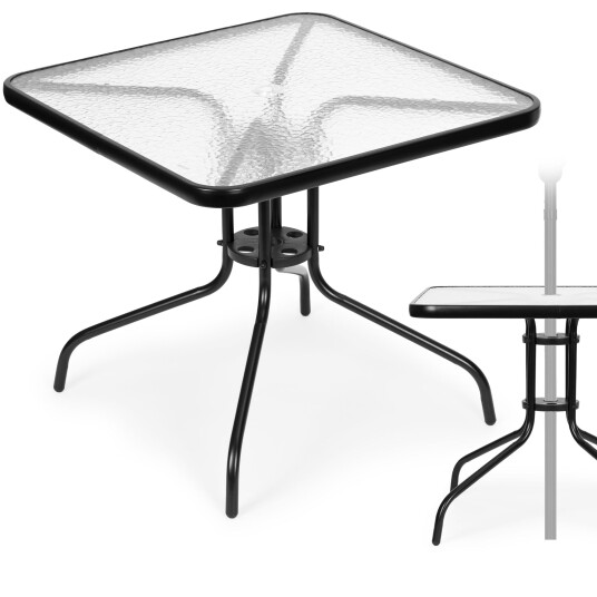 Hagebord 80x80 cm for terrasse hage balkong herdet glass parasollhull MultiGarden Hagebord 80x80 cm for terrasse hage balkong herdet glass parasollhull MultiGarden