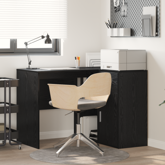  Hjørneskrivebord Svart Eik 102x88x75 cm Konstruert Tre