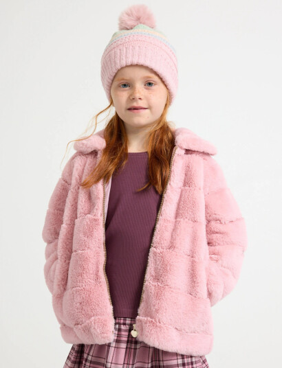 Lindex Jacket Fake Fur Pink 98