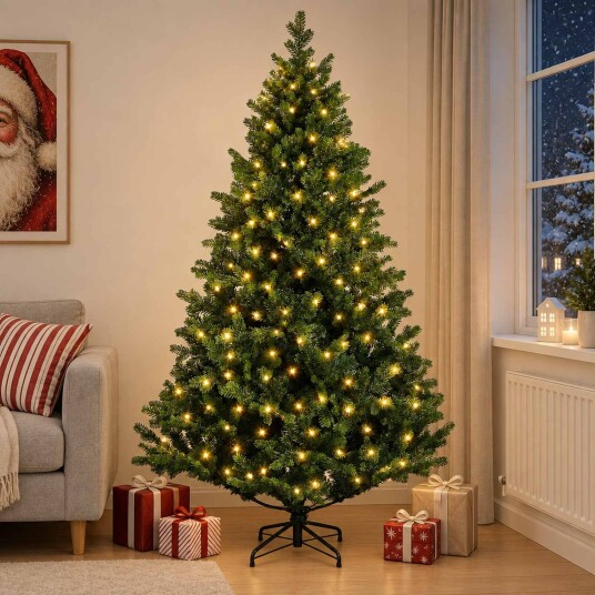 vidaXL Kunstig sammensatt juletre 240 cm 300 LED-lys Varmhvit