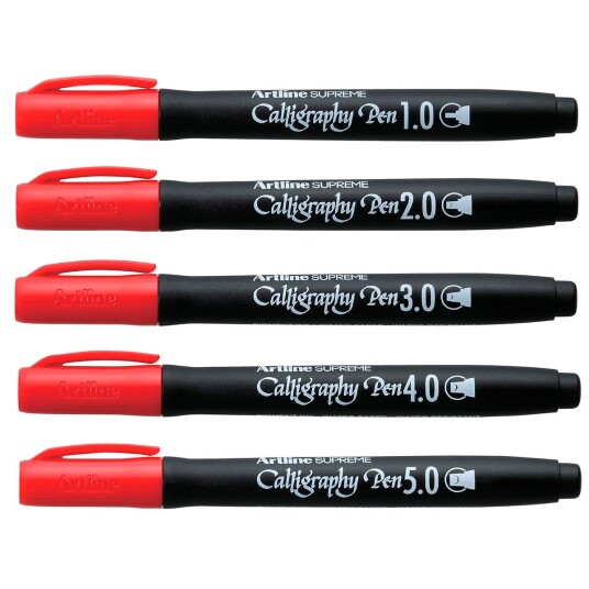 Artline Supreme Kalligrafipenn 5 Stk Rød