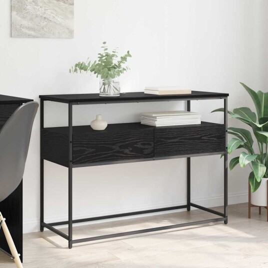  Konsollbord med skuff Svart Eik 100 x 40 x 75 cm Konstruert tre