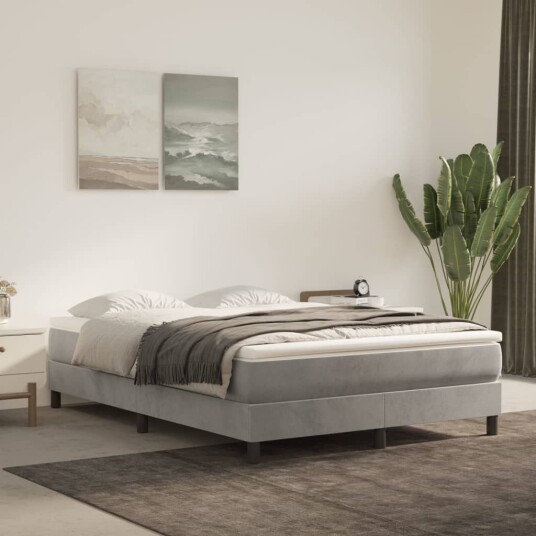  Boxspring sengeramme lysegrå 135x190 cm Double fløyel