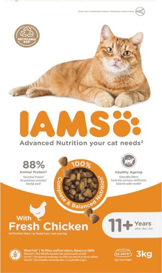 Iams Tørrfôr Senior Advanced Nutrition Cat 11+ Med Sparepakke Kylling 2 X 3 kg