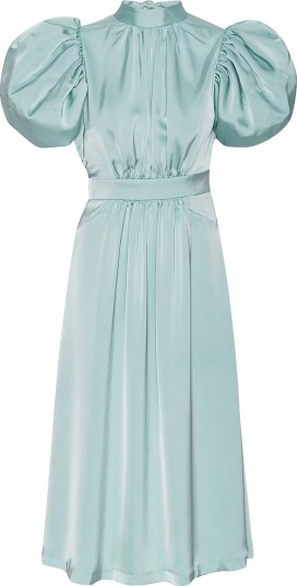 ROTATE Satin Puff Midi Dress Blue 46 ROTATE Satin Puff Midi Dress Blue 46