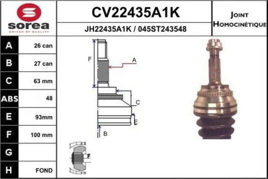 Drivledd EAI CV22435A1K Drivledd EAI CV22435A1K