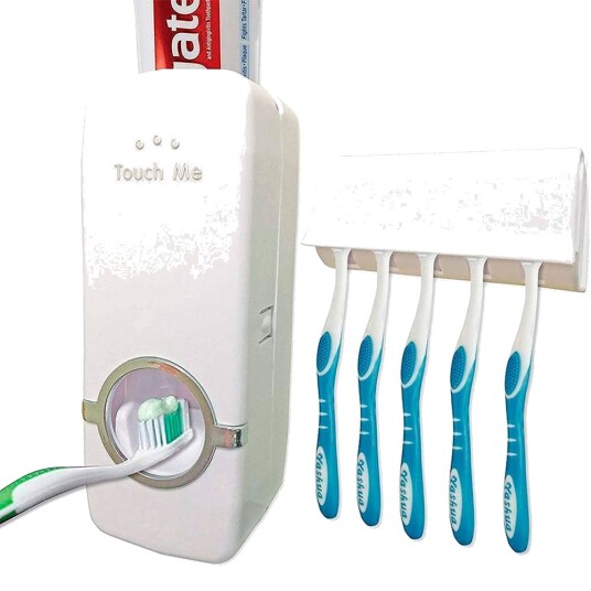 Tannbørsteholder med dispenser for tannkrem