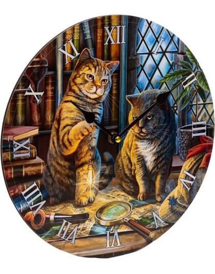 Lisa Parker Purrlock Holmes Katte Veggklokke