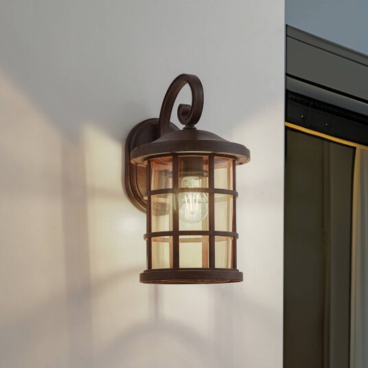 Lindby utendørs vegglampe Ankea rust/amber 37 cm IP23 E27