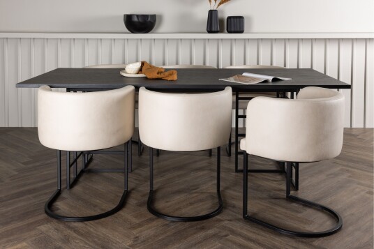 Venture Home Ystad Spisegruppe 220 cm Rektangulær med 6 Simrishamn Stoler Beige