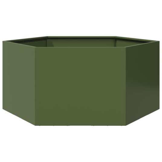 Plantekasse olivengrønn sekskantet 104x90x45 cm stål