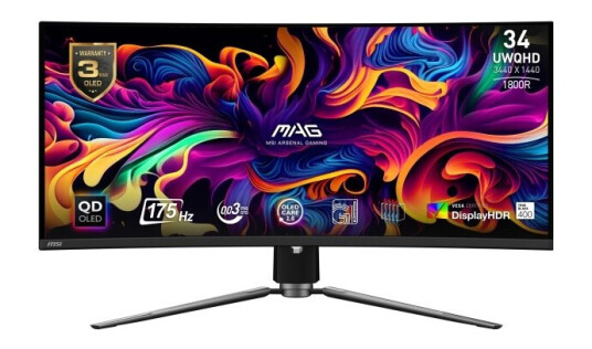 MSI MAG 341CQPDE QD-OLED Gaming Skjerm 34" UWQHD 175 Hz MSI MAG 341CQPDE QD-OLED Gaming Skjerm 34" UWQHD 175 Hz