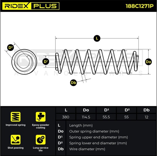 RIDEX PLUS 188C1271P Fjær RIDEX PLUS 188C1271P Fjær