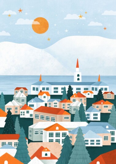 Plakat Koselig Bylandskap