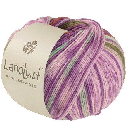 Lana Grossa Landlust Sock Wool Garn 611 Orkidé/Brun/Grønn/Ecru/Pink/Olive