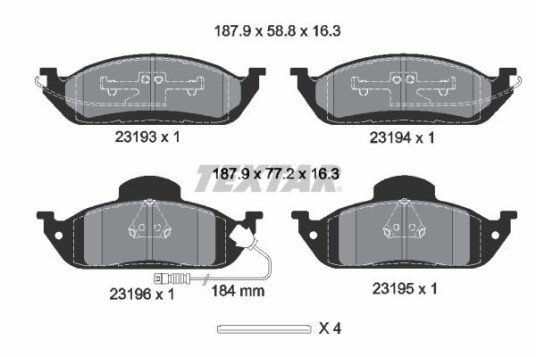 Bremseklosser TEXTAR 2319303 Bremseklosser TEXTAR 2319303