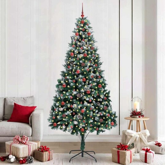  Kunstig juletre med 300 LED grønn 240 cm PVC og Stål og Plast
