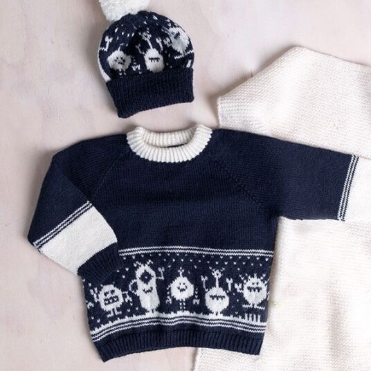 Bluum Strik Strikkesett Monstergenser og lue - garnpakke i Bluum Pure Eco Baby Wool
