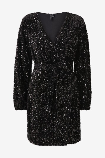 Vero Moda Plajettkjole vmBella LS Wrap Short DresSvart Vero Moda Plajettkjole vmBella LS Wrap Short DresSvart