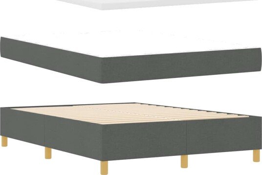 Box Spring Seng med Madrass & Benk Mørk Grå 160x200 cm Stoff Box Spring Seng med Madrass & Benk Mørk Grå 160x200 cm Stoff