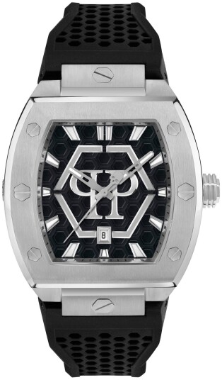 Philipp Plein Herreklokke PWPUA0524 The Hexagon Sort/Gummi Philipp Plein Herreklokke PWPUA0524 The Hexagon Sort/Gummi
