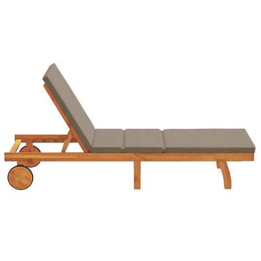 Solseng med Hjul og Pute i Taupe Solid Tre Solseng med Hjul og Pute i Taupe Solid Tre