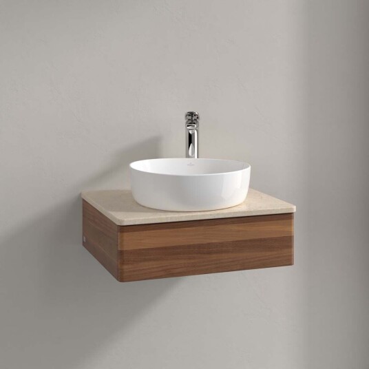 Villeroy & Boch Antao Servantskap med 1 skuff 60x50x19 cm u/lys Valnøtt/Crème Villeroy & Boch Antao Servantskap med 1 skuff 60x50x19 cm u/lys Valnøtt/Crème