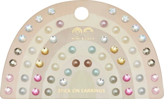 MIMI & LULA Stick On Earrings 30 Pairs   Pink Gem Earrings |Multi/patterned |One Size