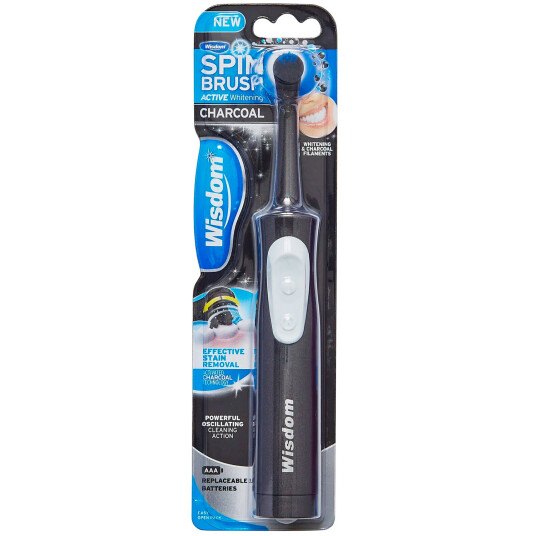 Batteritannbørste WISDOM Spin Brush Whitening Charcoal el tannbørste SVART