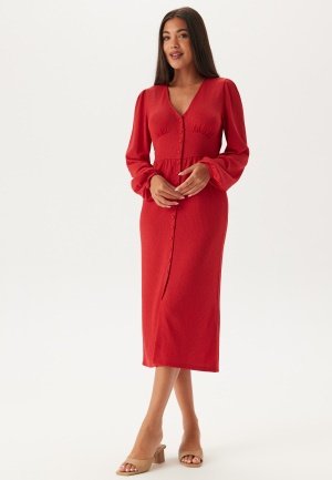BUBBLEROOM Structure Button Midi Dress Red L BUBBLEROOM Structure Button Midi Dress Red L