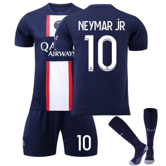 Neymar Jr #10 Fotballsett for barn Fotballdrakt Treningsdrakt Brazil Away Paris home Kids 24130 140CM