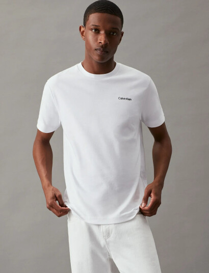 Calvin Klein Micro Logo Interlock T-Shirt - White - XS
