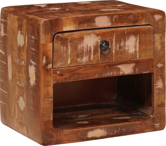 Vegghengt nattbord Flerfarget 40 x 30 x 36 cm gjenvunnet heltre
